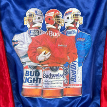 Load image into Gallery viewer, Vintage Budweiser Pro Football Bottles Satin Jacket
