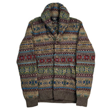 Load image into Gallery viewer, RRL Ralph Lauren Merino Wool Fair Isle Striped Cardigan Shawl Collar Sweater
