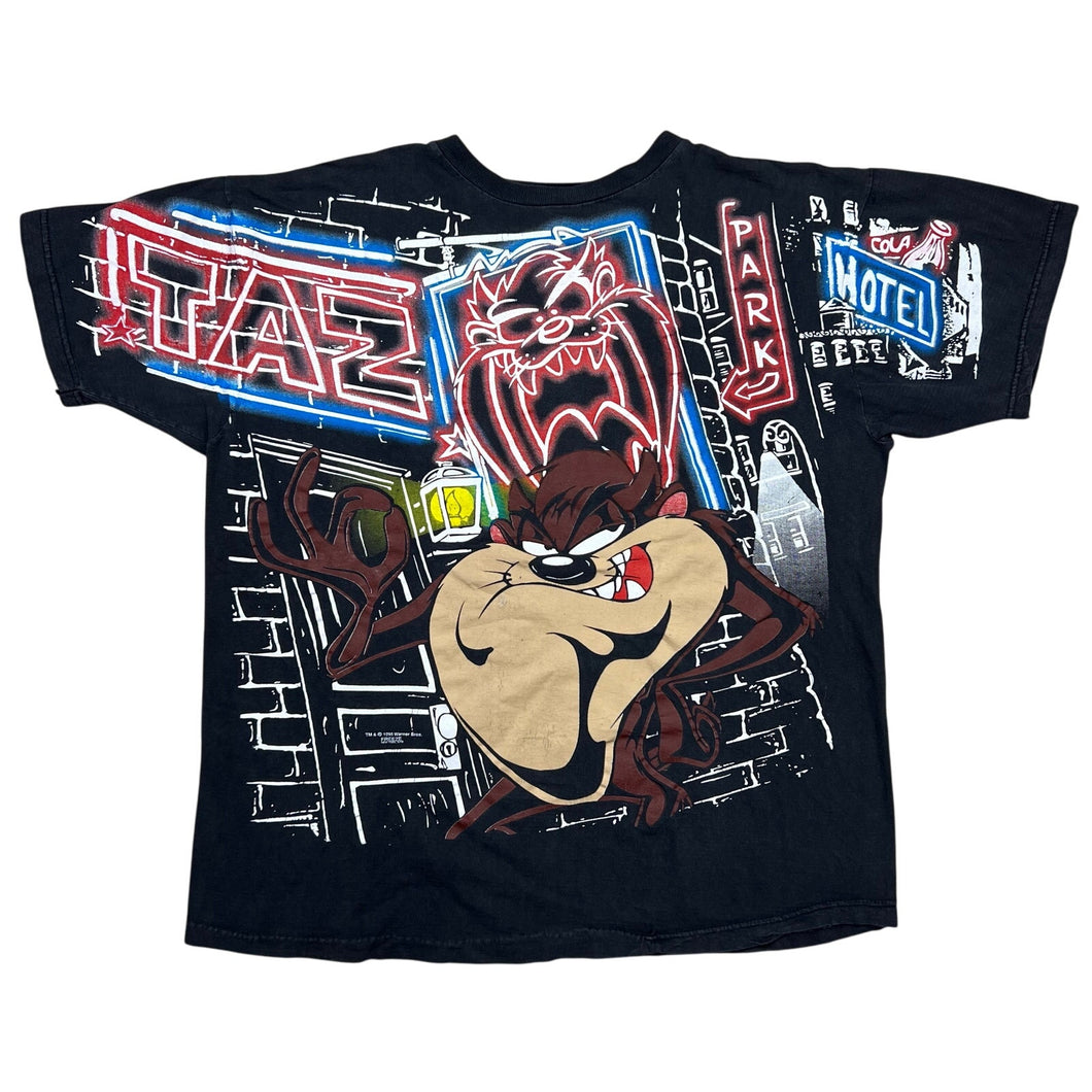 Vintage 1995 Looney Tunes Taz City Neon Lights AOFP Tee
