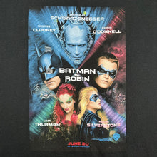 Load image into Gallery viewer, NWT Vintage 1997 Batman &amp; Robin Poster Print Movie Promo Tee
