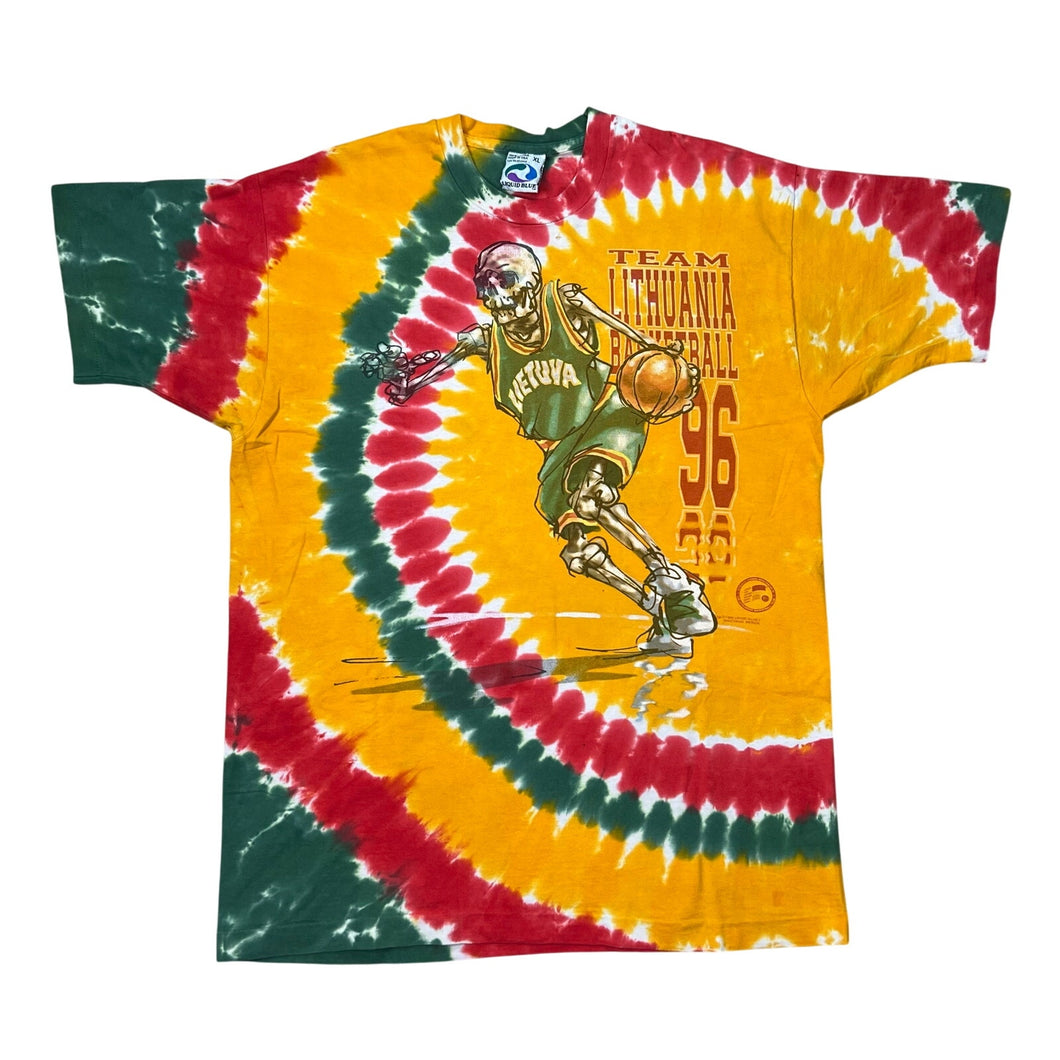 Vintage 1996 Liquid Blue Grateful Dead Lithuania Basketball Tie Dye Tee