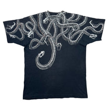 Load image into Gallery viewer, Vintage 1993 Liquid Blue Skull Snake Skeleton AOP Tee
