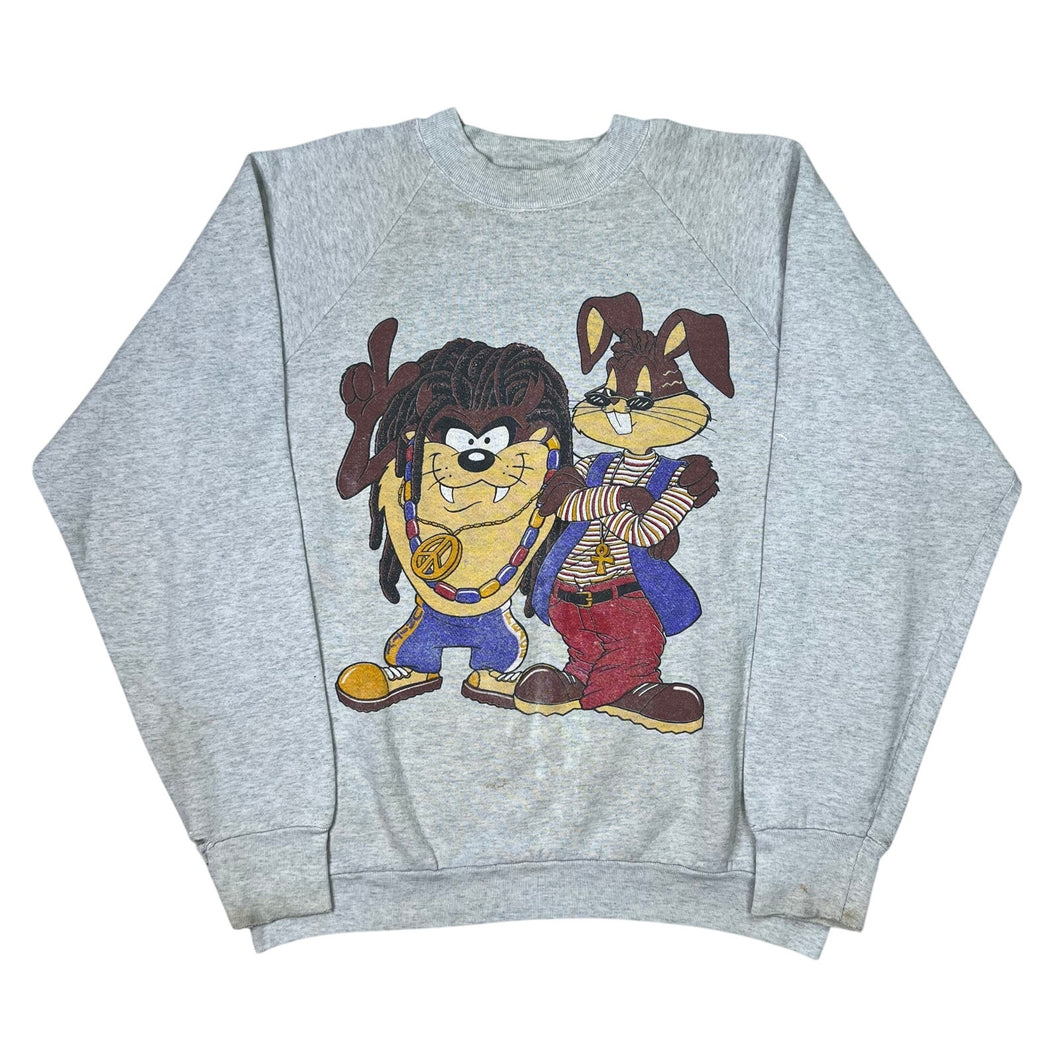 Vintage Looney Tunes Peace Unity Bugs Taz Parody Crewneck Sweatshirt