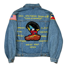 Load image into Gallery viewer, Vintage 1997 USS Stethem Disney Mickey Mouse Fantasia West Pac Souvenir Jean Jacket
