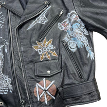 Load image into Gallery viewer, Vintage Hand Drawn Punk Skater Thinsulate Leather Jacket
