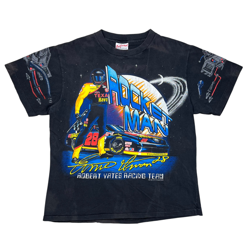 Vintage 1994 Ernie Irvan Rocket Man NASCAR AOP Tee