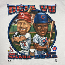 Load image into Gallery viewer, Vintage 1999 Pro Player Mark McGwire Sammy Sosa Caricature Deja Vu Baseball Tee
