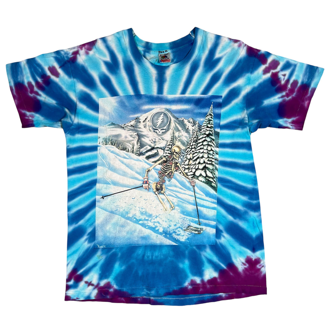 Vintage 1991 Grateful Dead Ski Skeleton Tie Dye Band Tee