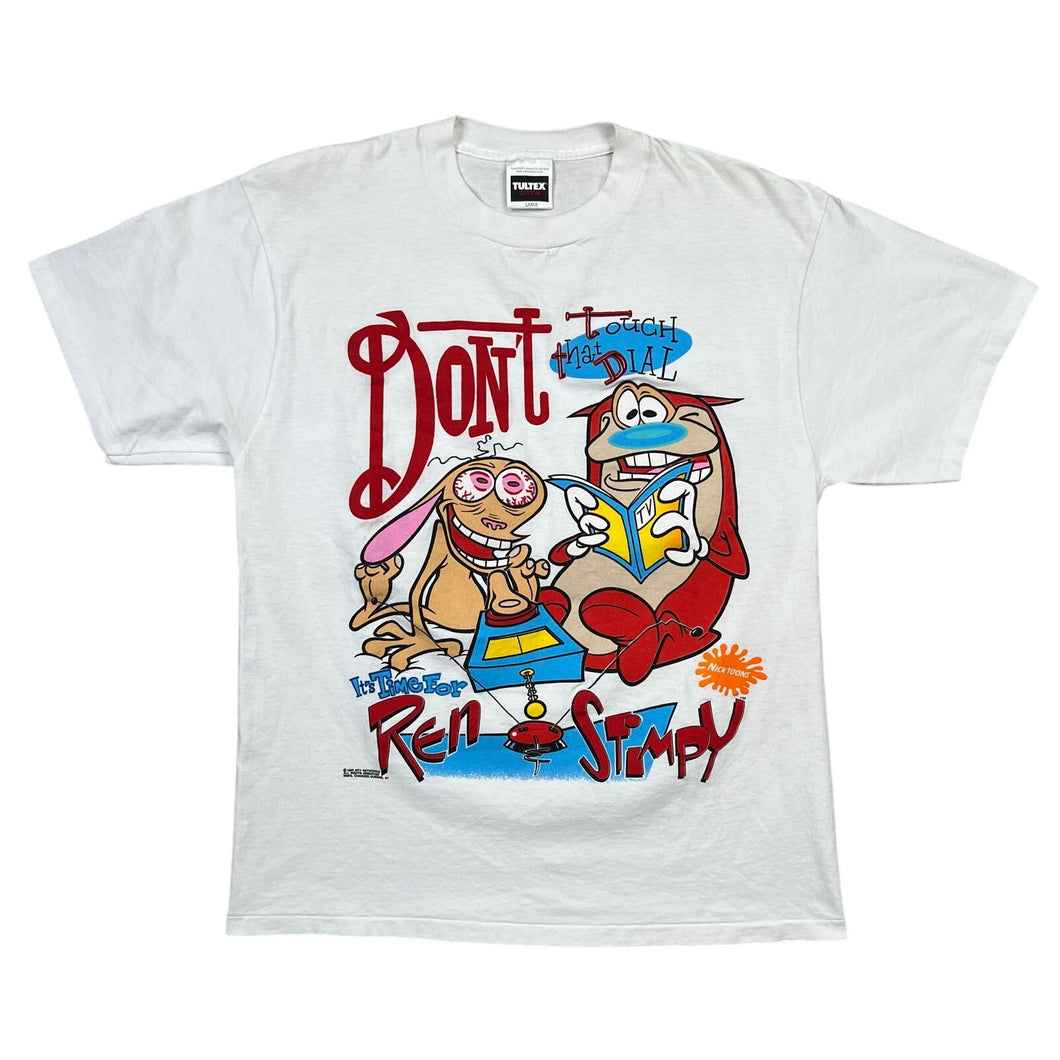 Vintage 1992 Ren & Stimpy Don’t Touch That Dial Nickelodeon TV Show Promo Tee