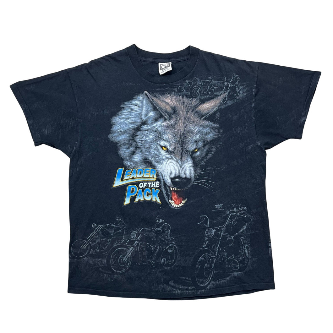 Vintage 1996 American Biker Leader Of The Pack Laconia Bike Week AOP Tee