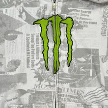 Load image into Gallery viewer, Vintage 2000s Monster Energy News AOP Zip Up Hoodie Sweatshirt
