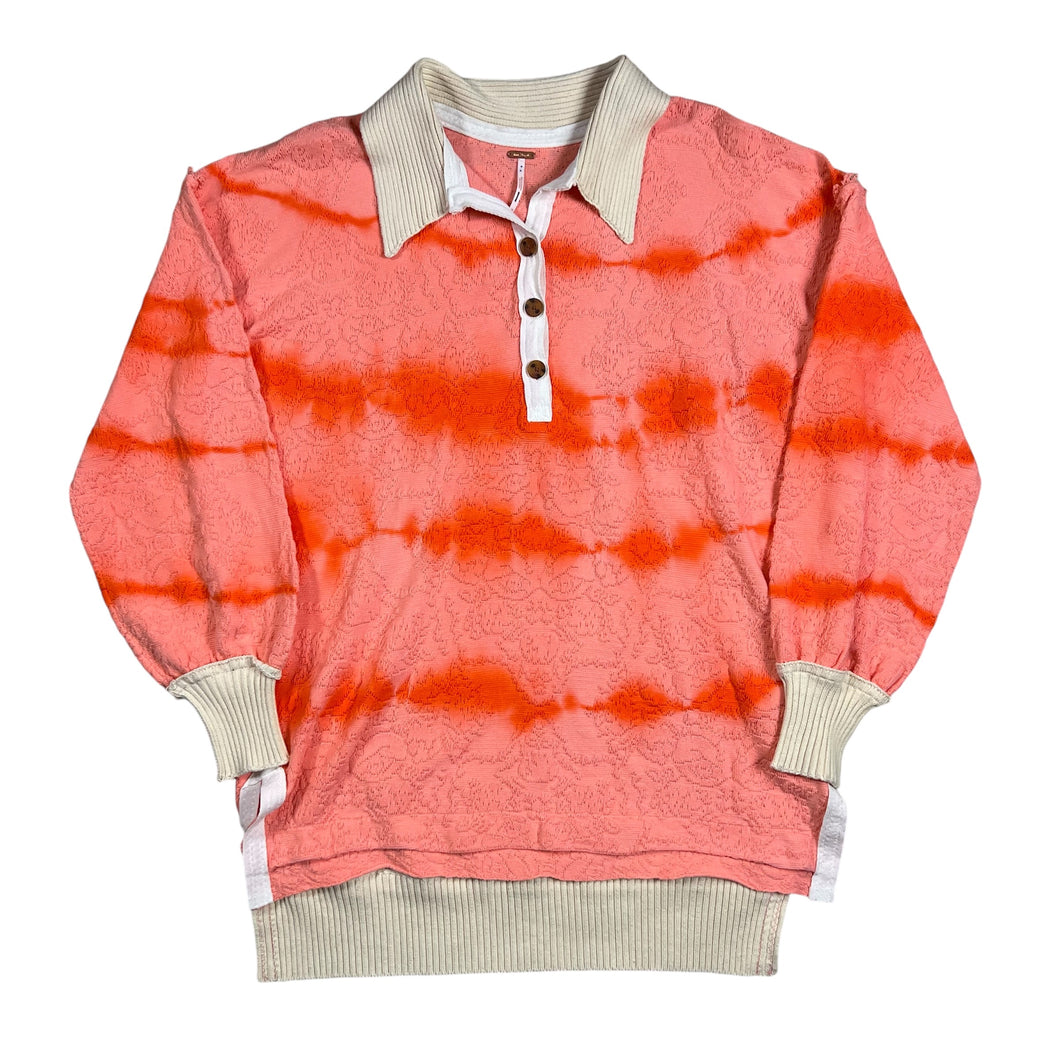 NWT Free People Sunrise Tie Dye Polo Pullover Sweater