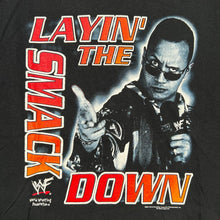 Load image into Gallery viewer, Vintage 2001 WWF The Rock Layin’ The Smackdown Wrestling Sleeveless Tee
