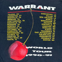 Load image into Gallery viewer, Vintage 1990 Warrant Cherry Pie Band World Tour Tee
