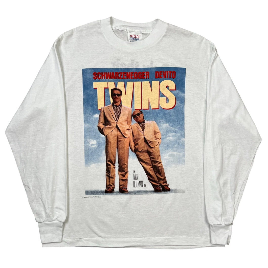 Vintage 1988 Twins Schwarzenegger Devito Movie Promo Long Sleeve Tee