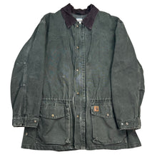 Load image into Gallery viewer, Carhartt Duck Canvas Blanket Lined Moss Green Chore Coat
