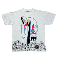 Load image into Gallery viewer, Vintage Disney Cruella De Vil 101 Dalmatians AOP Movie Promo Tee
