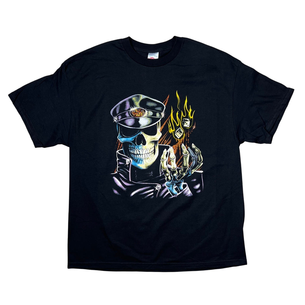 NWOT Skeleton Biker Flame Dice Thunder Sportswear Tee