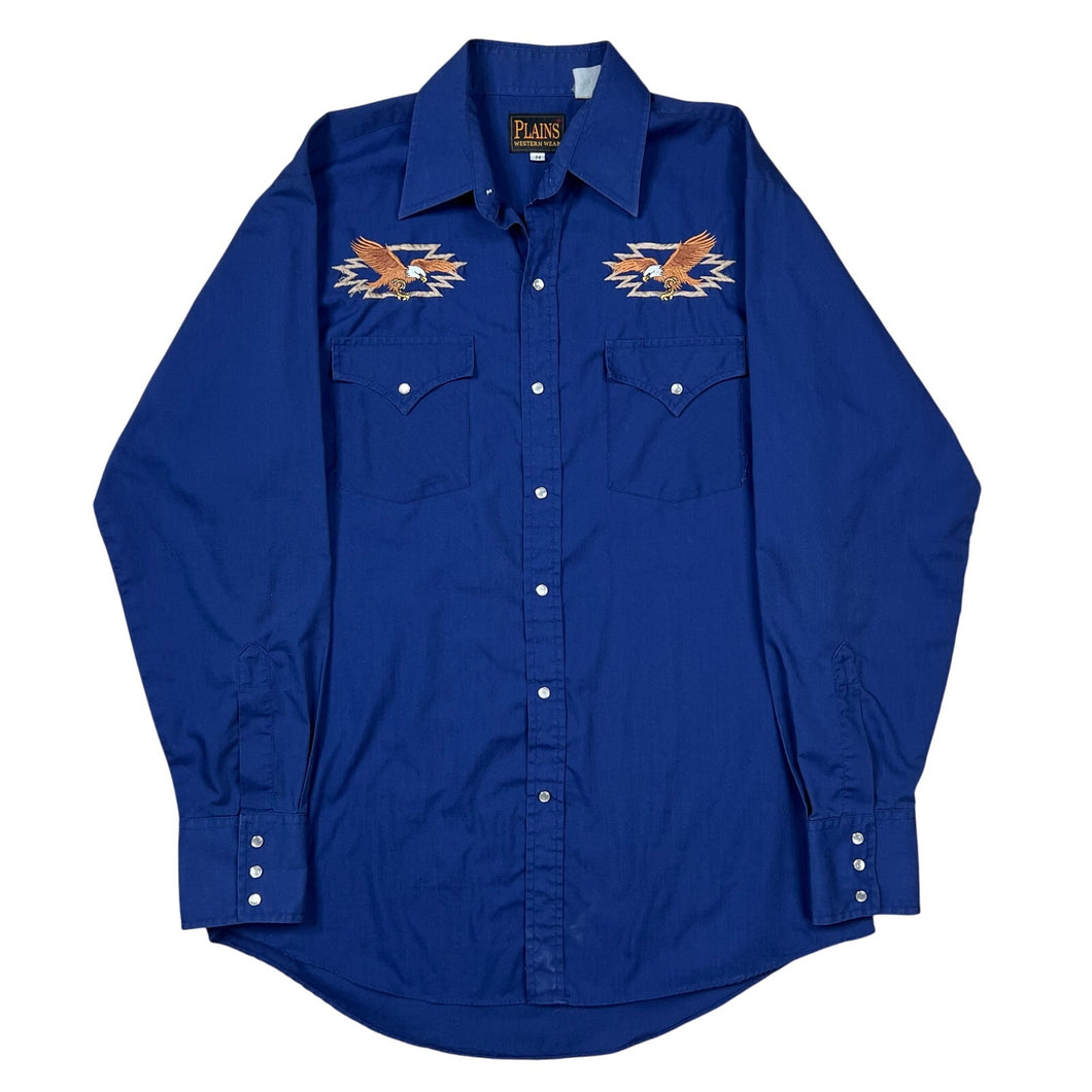 Vintage Plains Western Wear Eagle Button Up Long Sleeve Shirt