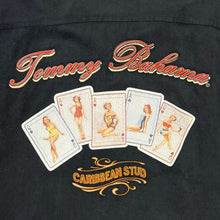 Load image into Gallery viewer, Tommy Bahama Caribbean Stud Full House Pin Up Girl Card Button Up Shirt
