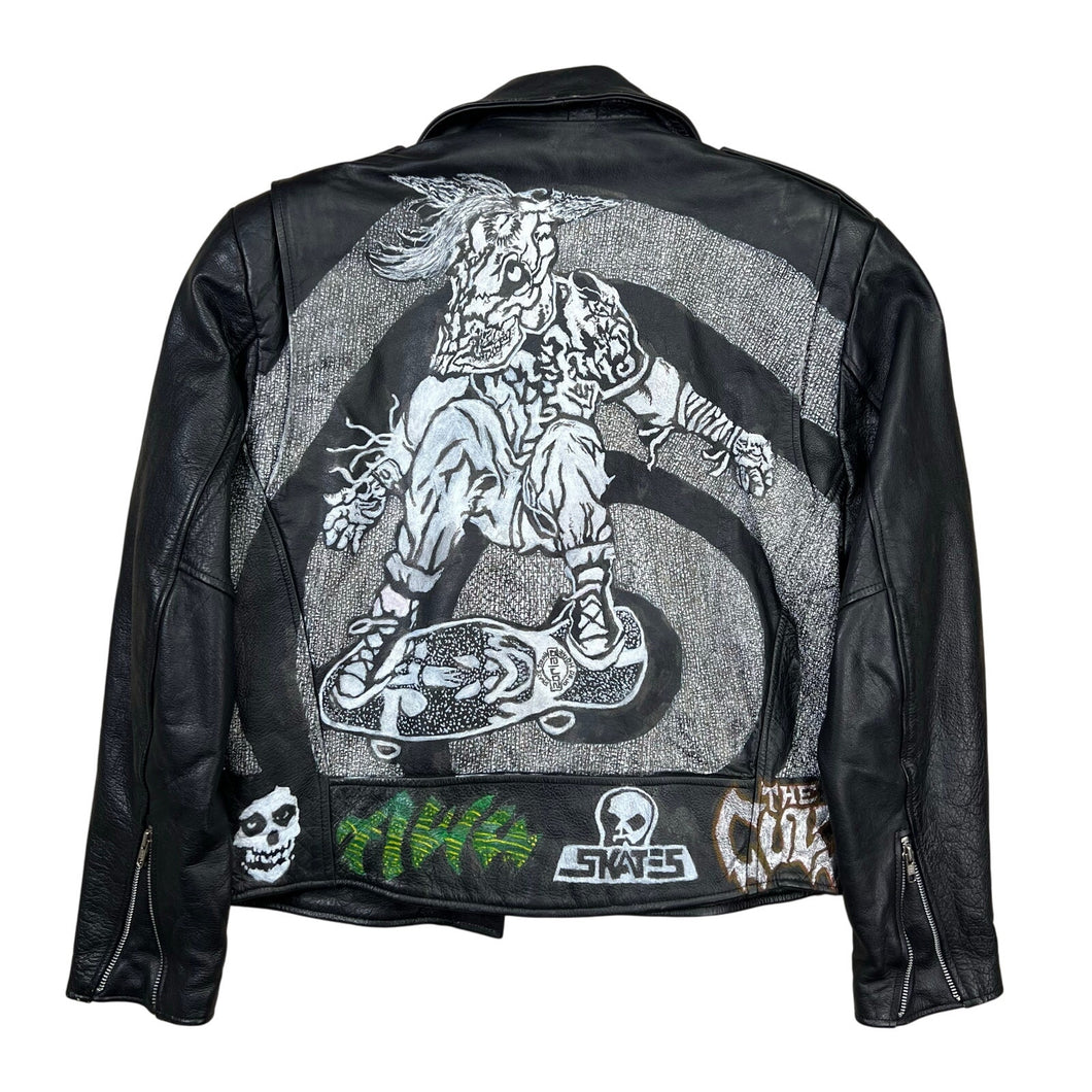Vintage Hand Drawn Punk Skater Thinsulate Leather Jacket