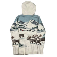 Load image into Gallery viewer, Lauren Ralph Lauren Hand Knit Lambswool Hooded Button Up Snow Dogs Sweater
