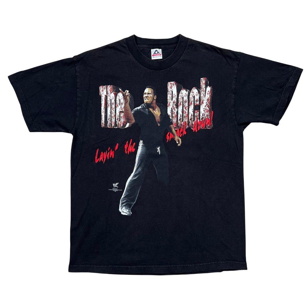 Vintage 1999 WWF The Rock Layin The Smackdown Wrestling Tee