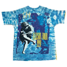 Load image into Gallery viewer, Vintage Liquid Blue Guns N’ Roses Big Print Split Tie Dye Band Tee
