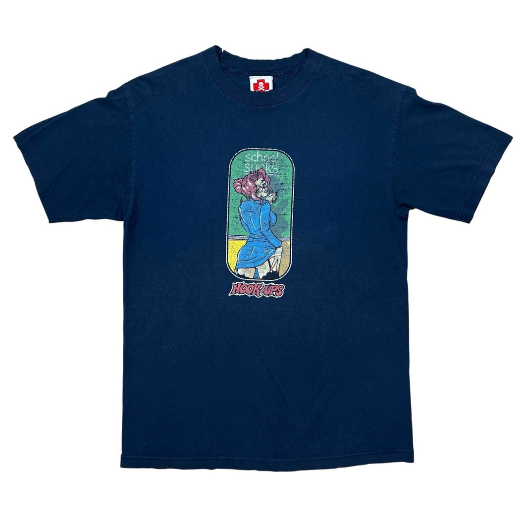 Vintage Hook Ups Skateboards School Sucks Tee