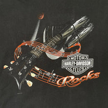 Load image into Gallery viewer, 2010 Harley Davidson Rocks Guitar Motorcycle Exhaust Tee
