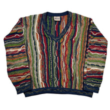 Load image into Gallery viewer, Coogi Classic Multicolor 3D Knit V Neck Linen Cotton Blend Pullover Sweater
