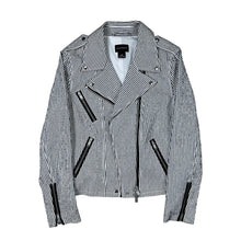 Load image into Gallery viewer, Women’s Club Monaco Moto Style Striped Crop Jacket
