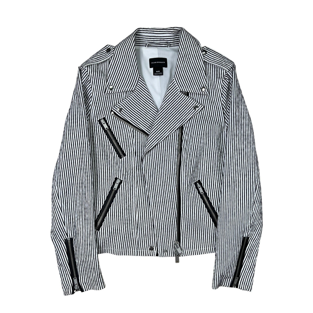Women’s Club Monaco Moto Style Striped Crop Jacket