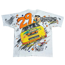 Load image into Gallery viewer, Vintage 1996 Cartoon Network Wacky Racing Flintstones NASCAR AOP Tee
