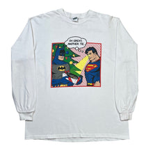 Load image into Gallery viewer, Vintage 1999 DC Comics Batman Superman Xmas Gift X-Ray Vision Long Sleeve Tee
