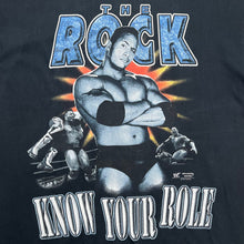 Load image into Gallery viewer, Vintage 1999 WWF The Rock Know Your Role Shut Your Mouth Big Print Wrestling Tee
