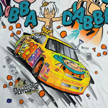 Load image into Gallery viewer, Vintage 1996 Cartoon Network Wacky Racing Flintstones NASCAR AOP Tee
