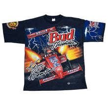 Load image into Gallery viewer, Vintage 1997 Kenny Bernstein Bud Thunder Dragster Racing Lightning AOP Tee
