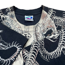 Load image into Gallery viewer, Vintage 1993 Liquid Blue Skull Snake Skeleton AOP Tee
