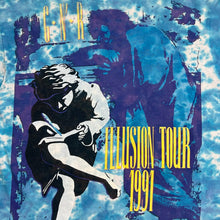 Load image into Gallery viewer, Vintage Liquid Blue Guns N’ Roses Big Print Split Tie Dye Band Tee
