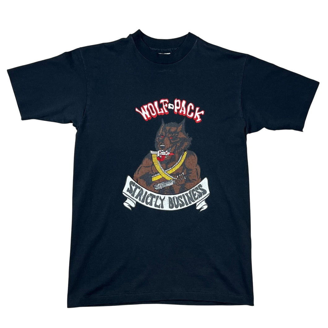 Vintage 1980s Wolf-Pack Strictly Business Wolf Soldier Tee
