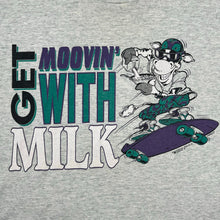 Load image into Gallery viewer, Vintage Get Moovin’ With Milk Cow Skateboarder Tee
