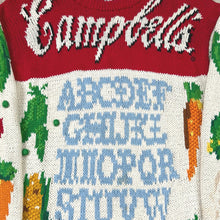 Load image into Gallery viewer, Vintage Campbell’s Alphabet Soup AOP Pullover Knit Sweater
