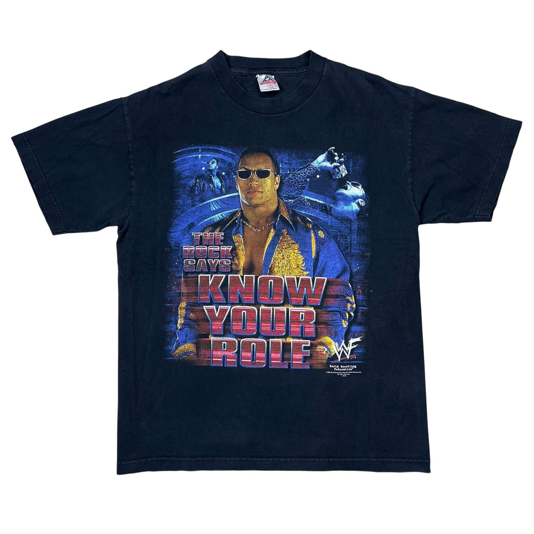 Vintage 2000 WWF The Rock Know Your Role Wrestling Tee