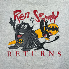 Load image into Gallery viewer, Vintage Ren &amp; Stimpy Returns Batman Parody Tee
