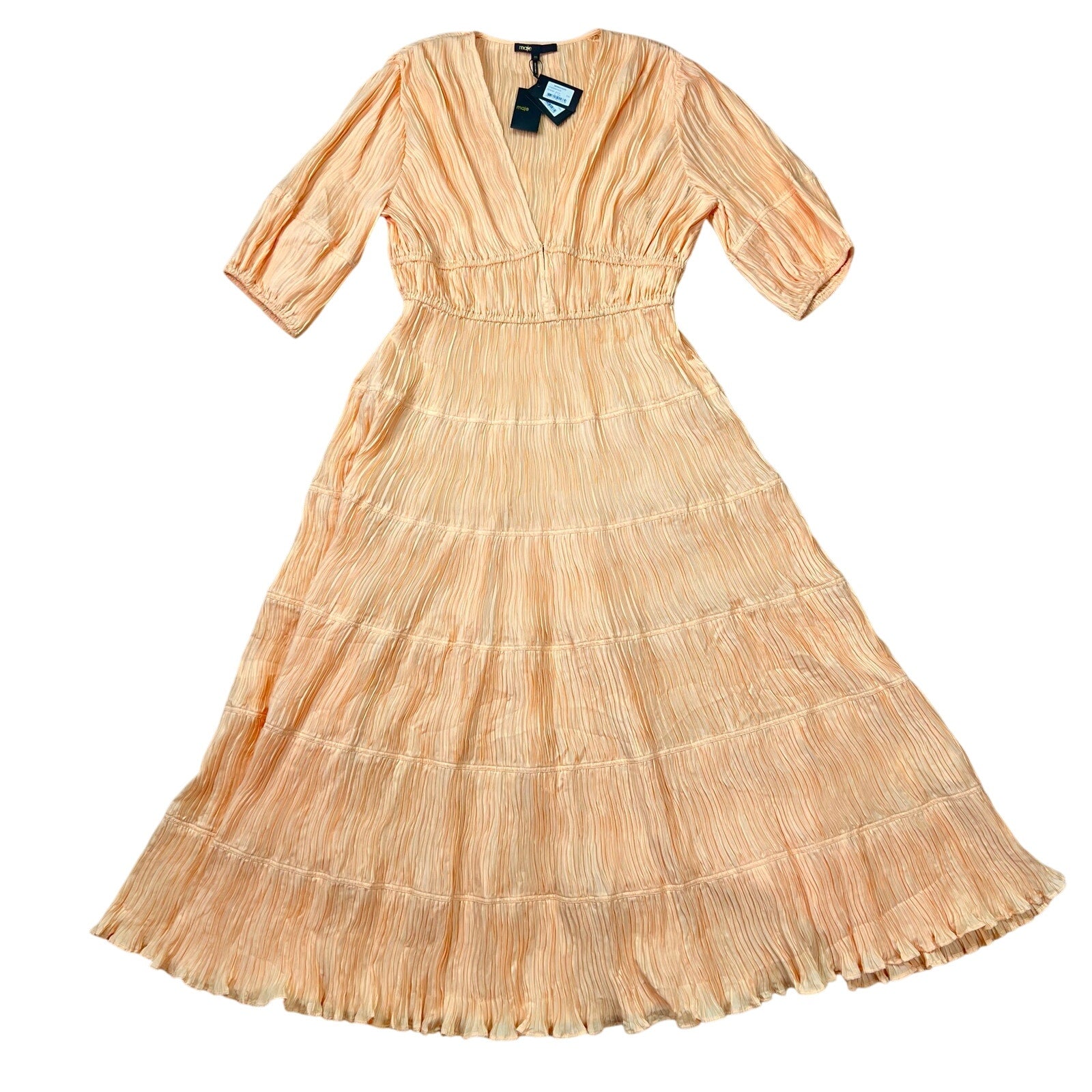 NWT Maje Pale Orange Pleated Day Dress – RetroriginalCo