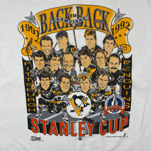 Load image into Gallery viewer, NWT Vintage 1992 NHL Pittsburgh Penguins Back To Back Stanley Cup Champs Tee
