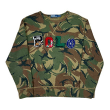 Load image into Gallery viewer, Polo Ralph Lauren Patch Spell Out Camo Crewneck Pullover Sweatshirt
